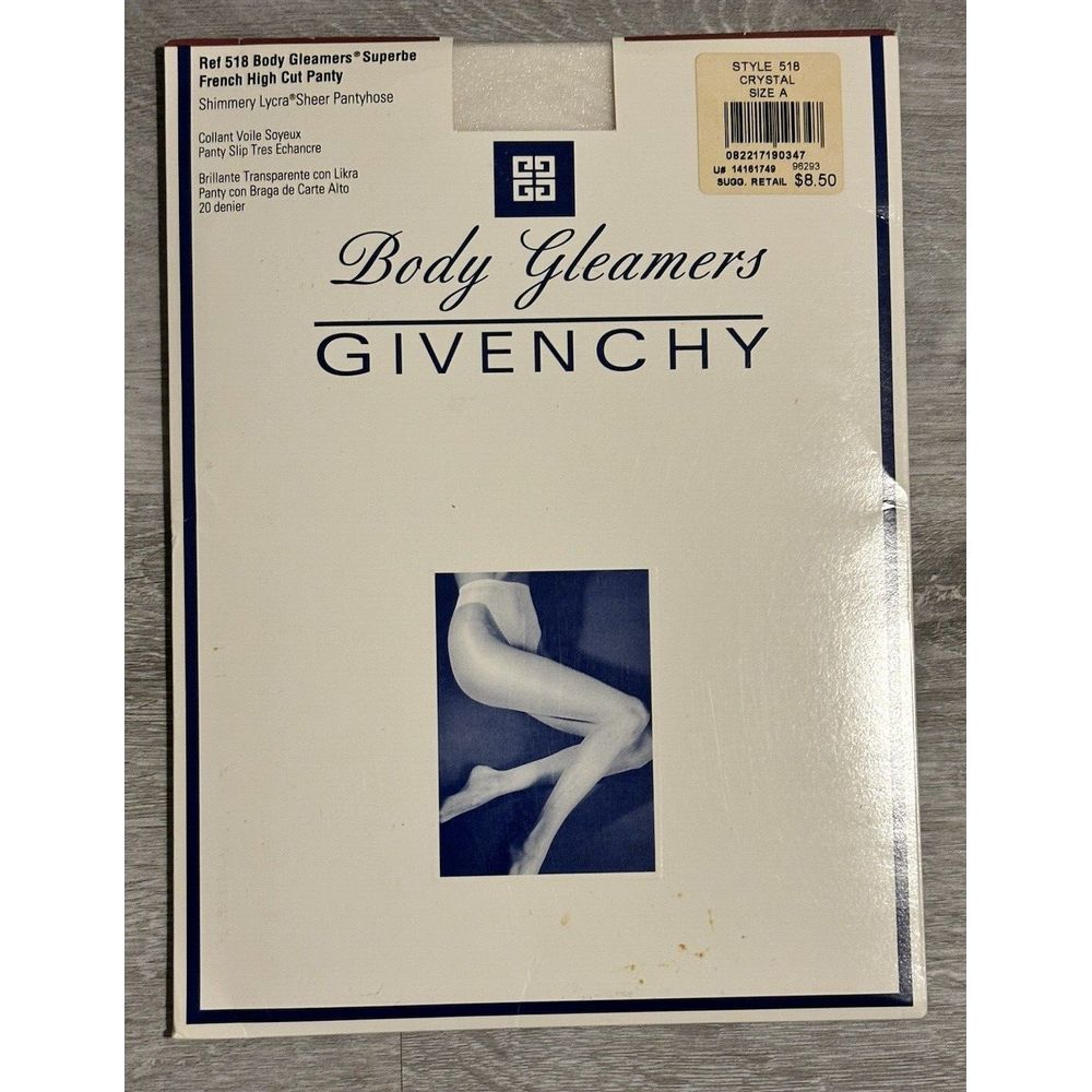 VTG Givenchy Body Gleamers Crystal Superbe French High Cut Panty Hose Sz A